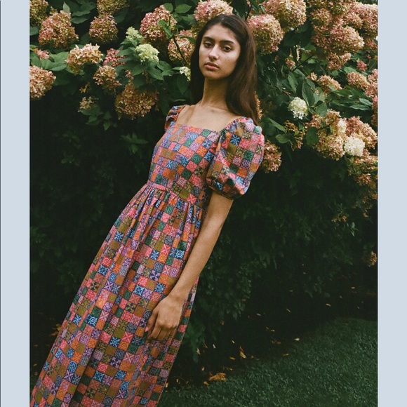 Coco Shop Short-Sleeve Maxi Dress in Navy Checkerboard - Picture 4 of 9